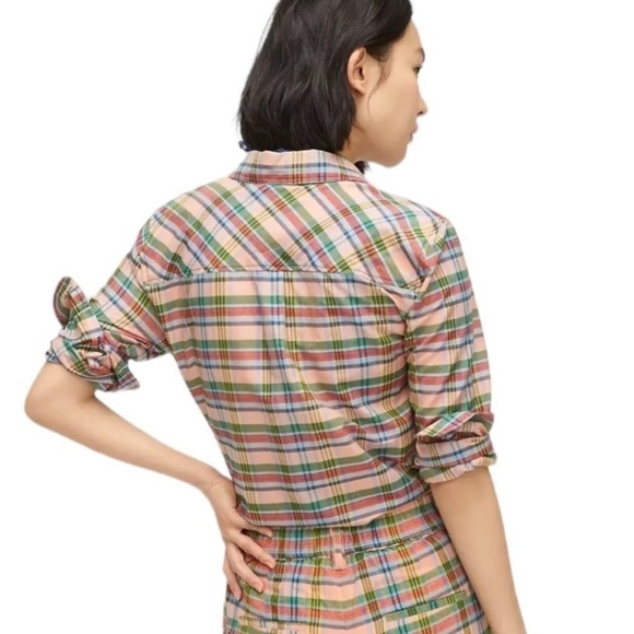 J. Crew Silk Blend Classic Popover Shirt in Ribbon Plaid S - Picture 4 of 8